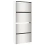 Mueble zapatero con espejo 4 niveles blanco brillo 63x17x134 cm by , Shoe racks and shoe organizers - Ref: Foro24-3228276, Pr...