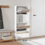 Mueble zapatero con espejo 4 niveles blanco brillo 63x17x134 cm by , Shoe racks and shoe organizers - Ref: Foro24-3228276, Pr...