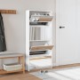 Schuhschrank mit Spiegel, 4 glänzend weiße Ebenen, 63x17x134 cm. von , Schuhregale und Schuhorganisatoren - Ref: Foro24-32282...