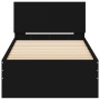 Bed frame with black engineered wood headboard 75x190 cm by , Beds and slatted bases - Ref: Foro24-838660, Price: 73,70 €, Di...