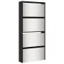 Mueble zapatero con espejo 4 niveles negro 63x17x134 cm by , Shoe racks and shoe organizers - Ref: Foro24-3228274, Price: 172...