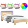 Bed frame headboard LED lights Sonoma oak 75x190 cm by , Beds and slatted bases - Ref: Foro24-838752, Price: 68,29 €, Discoun...