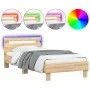 Bed frame headboard LED lights Sonoma oak 75x190 cm by , Beds and slatted bases - Ref: Foro24-838752, Price: 67,65 €, Discoun...