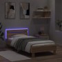 Bed frame headboard LED lights Sonoma oak 75x190 cm by , Beds and slatted bases - Ref: Foro24-838752, Price: 68,29 €, Discoun...