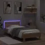 Bed frame headboard LED lights Sonoma oak 75x190 cm by , Beds and slatted bases - Ref: Foro24-838752, Price: 67,65 €, Discoun...