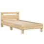 Bed frame headboard LED lights Sonoma oak 75x190 cm by , Beds and slatted bases - Ref: Foro24-838752, Price: 67,65 €, Discoun...