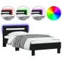 Bed frame with headboard and LED lights black 90x190 cm by , Beds and slatted bases - Ref: Foro24-838744, Price: 105,25 €, Di...