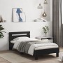 Bed frame with headboard and LED lights black 90x190 cm by , Beds and slatted bases - Ref: Foro24-838744, Price: 106,69 €, Di...