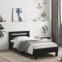 Bed frame with headboard and LED lights black 90x190 cm by , Beds and slatted bases - Ref: Foro24-838744, Price: 105,25 €, Di...