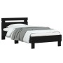 Bed frame with headboard and LED lights black 90x190 cm by , Beds and slatted bases - Ref: Foro24-838744, Price: 106,69 €, Di...