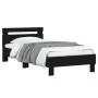 Bed frame with headboard and LED lights black 90x190 cm by , Beds and slatted bases - Ref: Foro24-838744, Price: 105,25 €, Di...