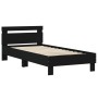 Bed frame with headboard and LED lights black 90x190 cm by , Beds and slatted bases - Ref: Foro24-838744, Price: 106,69 €, Di...