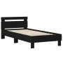 Bed frame with headboard and LED lights black 90x190 cm by , Beds and slatted bases - Ref: Foro24-838744, Price: 105,25 €, Di...
