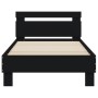 Bed frame with headboard and LED lights black 90x190 cm by , Beds and slatted bases - Ref: Foro24-838744, Price: 106,69 €, Di...