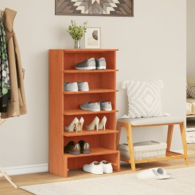 Mueble zapatero madera maciza de pino marrón cera 52x30x104 cm by , Shoe racks and shoe organizers - Ref: Foro24-837393, Pric...