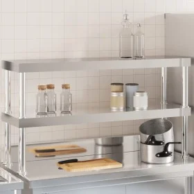 Regal auf Arbeitstisch 2 Etagen Edelstahl 110x30x65 cm von , Wiederherstellung - Ref: Foro24-376449, Preis: 132,83 €, Rabatt: %