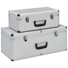 Aufbewahrungsboxen 2 Einheiten aus silbernem Aluminium von vidaXL, Werkzeugkästen - Ref: Foro24-91850, Preis: 104,76 €, Rabat...