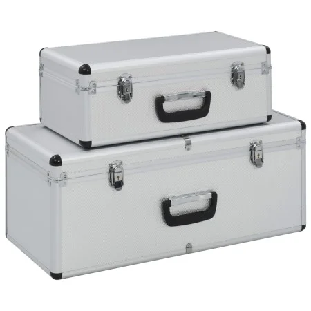 Storage boxes 2 units silver aluminum by vidaXL, Toolboxes - Ref: Foro24-91850, Price: 98,39 €, Discount: %