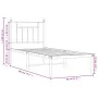 Bed frame with black metal headboard 75x190 cm by , Beds and slatted bases - Ref: Foro24-353527, Price: 69,60 €, Discount: %