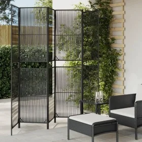 6-panel black synthetic rattan screen by , Room dividers - Ref: Foro24-365400, Price: 158,06 €, Discount: %