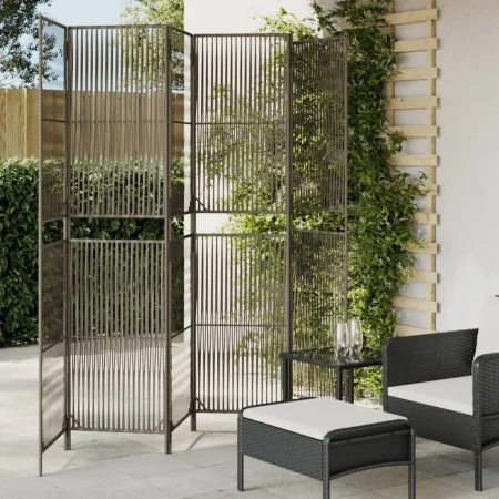 Biombo de 6 paneles ratán sintético gris de , Divisores de ambientes - Ref: Foro24-365402, Precio: 162,21 €, Descuento: %