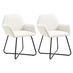 Esszimmerstühle, 2 Einheiten, cremefarbener Stoff von vidaXL, Essstühle - Ref: Foro24-249809, Preis: 178,41 €, Rabatt: %