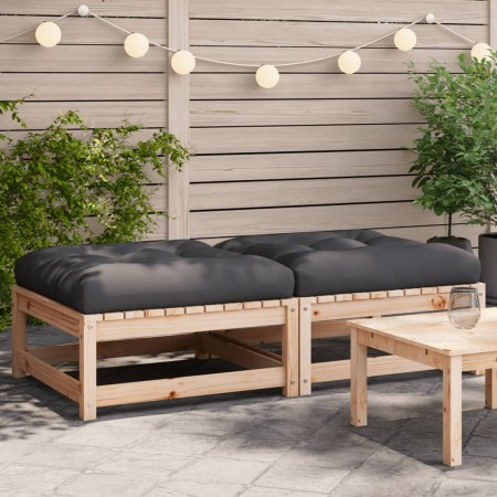 Garden stools with cushions 2 pcs solid pine wood by , Modular outdoor sofas - Ref: Foro24-838101, Price: 107,48 €, Discount: %
