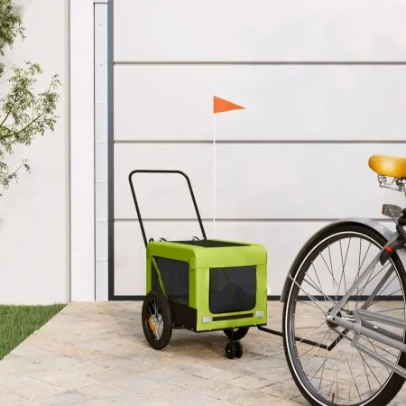 Pet Bicycle Trailer Iron Oxford Cloth Green Black by , pet strollers - Ref: Foro24-93934, Price: 87,33 €, Discount: %