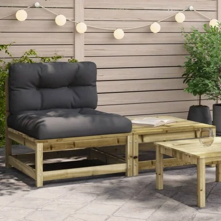 Sofá de jardín sin reposabrazos con cojines y reposapiés de , Sofás modulares de exterior - Ref: Foro24-838140, Precio: 110,0...