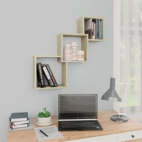 Oak plywood cube wall shelf 68x15x68cm by , Shelves and shelves - Ref: Foro24-800273, Price: 29,62 €, Discount: %