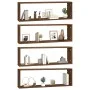 Cubic wall shelf 4 pcs brown oak wood 80x15x26.5cm by , Shelves and shelves - Ref: Foro24-815922, Price: 53,31 €, Discount: %