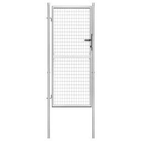 Puerta de jardín de acero galvanizado plateado 105x225 cm de vidaXL, Puertas de jardín - Ref: Foro24-144759, Precio: 228,36 €...
