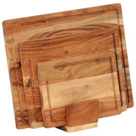Juego tablas de cortar con soporte 3 pzas madera maciza acacia