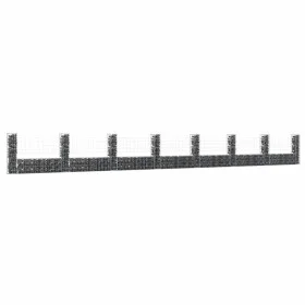U-shaped gabion basket 8 iron posts 860x20x100 cm by , fence panels - Ref: Foro24-151281, Price: 207,02 €, Discount: %