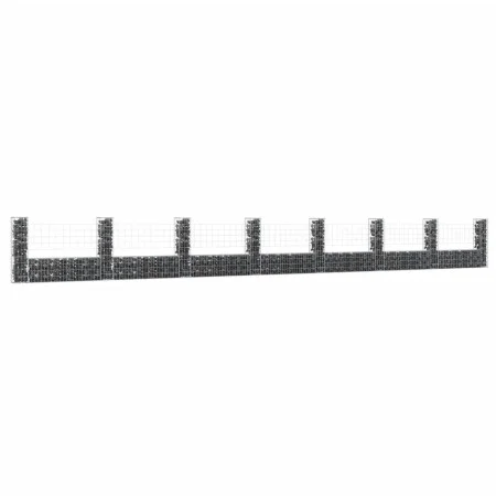 U-shaped gabion basket 8 iron posts 860x20x100 cm by , fence panels - Ref: Foro24-151281, Price: 213,79 €, Discount: %