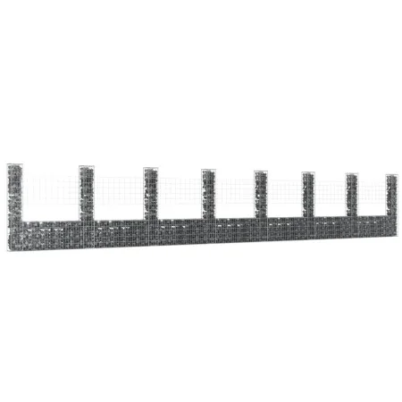 U-shaped gabion basket 8 iron posts 860x20x150 cm by , fence panels - Ref: Foro24-151288, Price: 316,97 €, Discount: %
