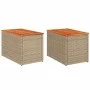 Garden side tables 2 pcs beige wood rattan 55x34x37cm by , Garden tables - Ref: Foro24-366069, Price: 69,22 €, Discount: %