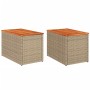 Mesas auxiliares de jardín 2 uds ratán madera beige 55x34x37cm de , Mesas de jardín - Ref: Foro24-366069, Precio: 63,82 €, De...