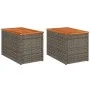 Mesas auxiliares de jardín 2 uds ratán madera gris 55x34x37 cm de , Mesas de jardín - Ref: Foro24-366131, Precio: 69,45 €, De...