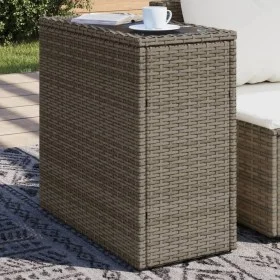 Garden side table with glass top PE rattan gray 58x27.5x55 cm by , Garden tables - Ref: Foro24-366133, Price: 61,71 €, Discou...