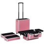 Maletín trolley de maquillaje de aluminio rosa