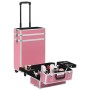 Maletín trolley de maquillaje de aluminio rosa