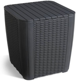 Keter Mesa auxiliar de jardín Luzon mimbre redondo color grafito de , Mesas de jardín - Ref: Foro24-420013, Precio: 57,34 €, ...
