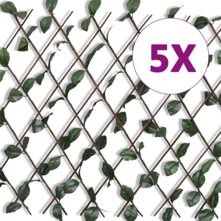 Willow trellis fence 5 pieces artificial leaves 180x90 cm by , fence panels - Ref: Foro24-140913, Price: 65,70 €, Discount: %