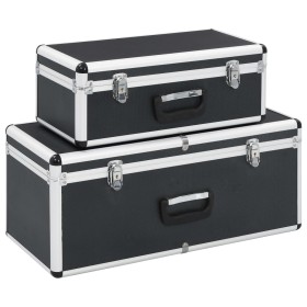 Aufbewahrungsboxen 2 Einheiten aus schwarzem Aluminium von vidaXL, Werkzeugkästen - Ref: Foro24-91851, Preis: 106,00 €, Rabat...
