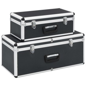 Cajas de almacenamiento 2 unidades aluminio negro