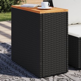 Garden side table with black PE rattan wood top 58x27.5x55 cm by , Garden tables - Ref: Foro24-365983, Price: 53,49 €, Discou...