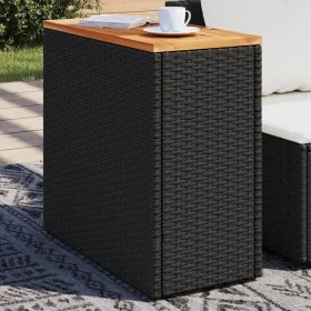 Garden side table with black PE rattan wood top 58x27.5x55 cm by , Garden tables - Ref: Foro24-365983, Price: 56,81 €, Discou...