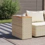 Garden side table with beige PE rattan wood top 58x27.5x55 cm by , Garden tables - Ref: Foro24-366072, Price: 55,42 €, Discou...