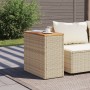 Mesa auxiliar jardín tapa madera ratán PE beige 58x27,5x55 cm de , Mesas de jardín - Ref: Foro24-366072, Precio: 48,40 €, Des...